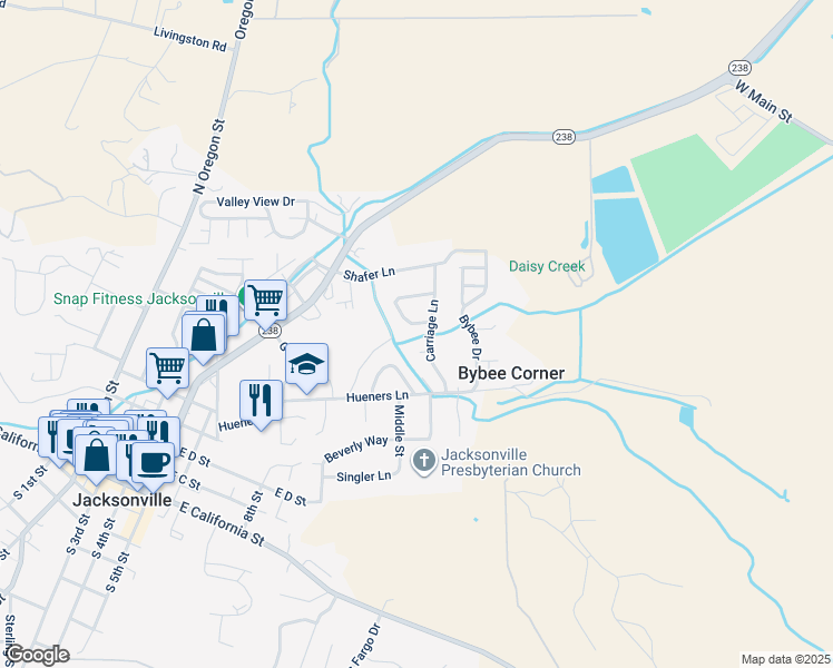 map of restaurants, bars, coffee shops, grocery stores, and more near 570 Carriage Lane in Jacksonville