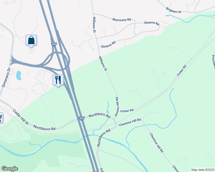map of restaurants, bars, coffee shops, grocery stores, and more near 26 Jericho Hill Road in Southborough