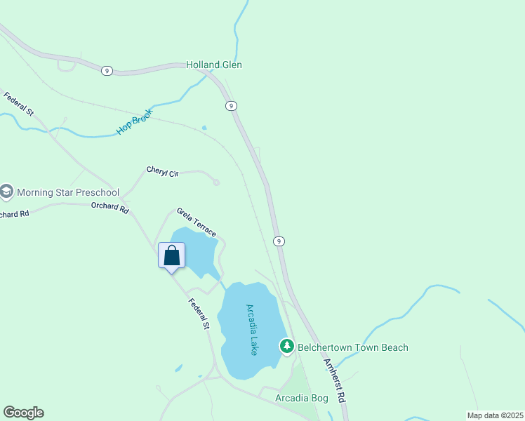 map of restaurants, bars, coffee shops, grocery stores, and more near 229 Amherst Road in Belchertown