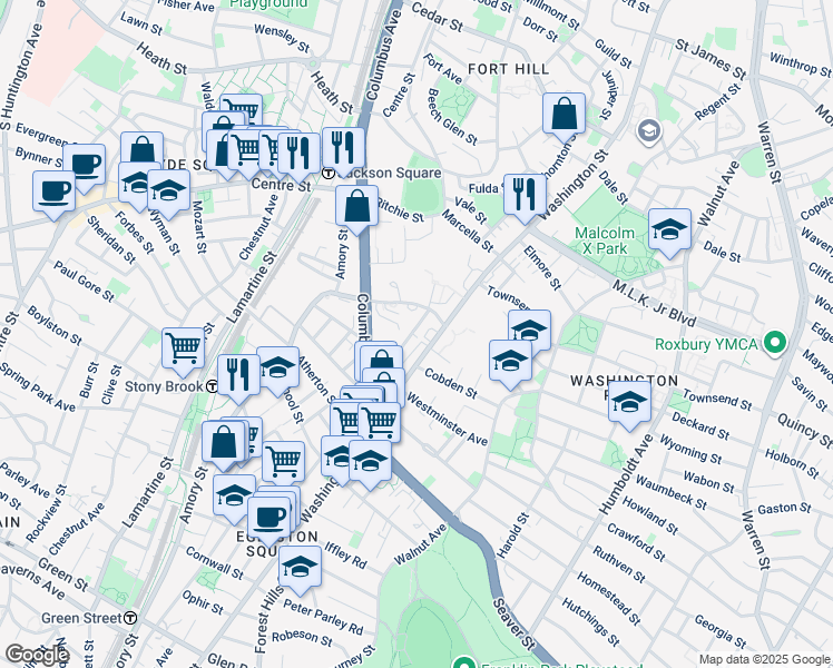 map of restaurants, bars, coffee shops, grocery stores, and more near 16 Notre Dame Street in Boston