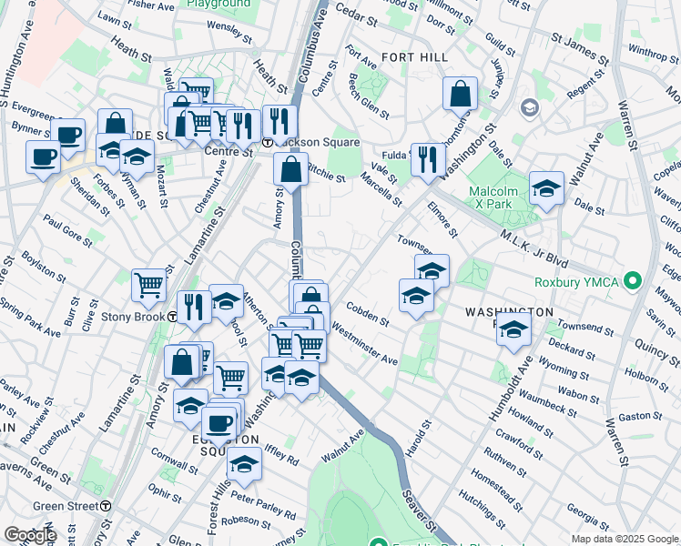 map of restaurants, bars, coffee shops, grocery stores, and more near 14 Notre Dame Street in Boston