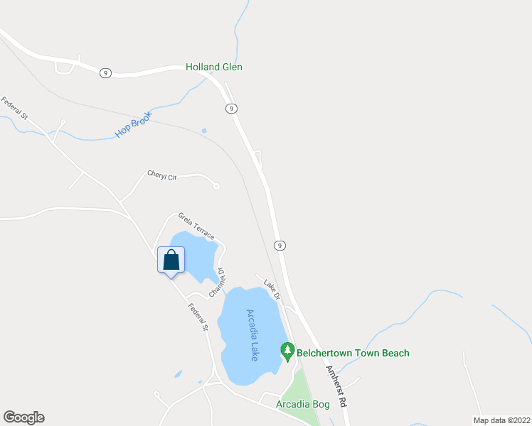 map of restaurants, bars, coffee shops, grocery stores, and more near 229 Amherst Road in Belchertown