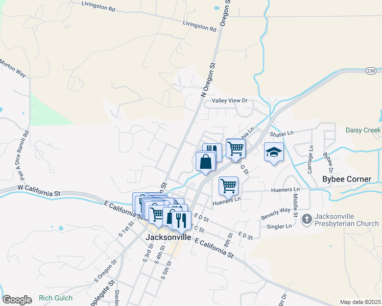 map of restaurants, bars, coffee shops, grocery stores, and more near 325 Jackson Creek Drive in Jacksonville