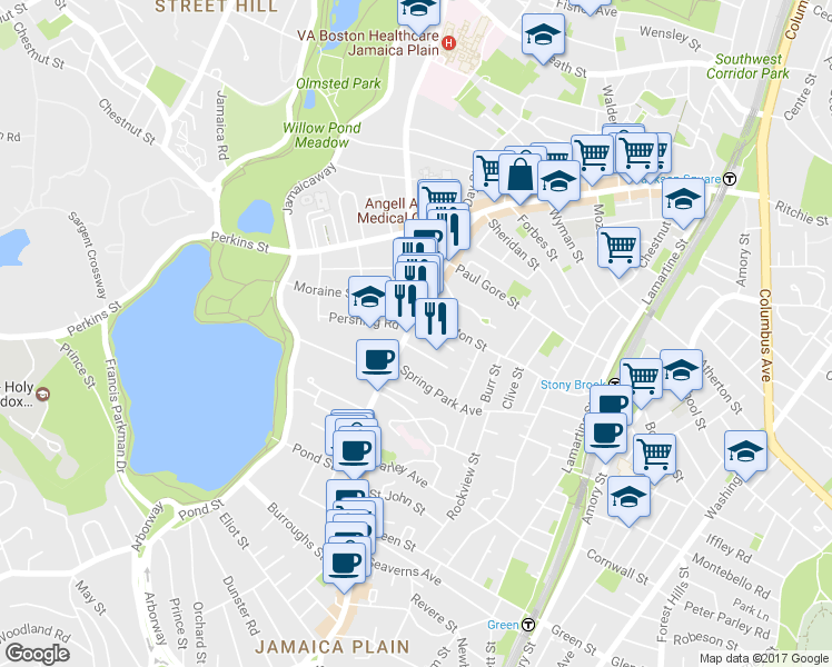 map of restaurants, bars, coffee shops, grocery stores, and more near 9 Kingsboro Park in Boston