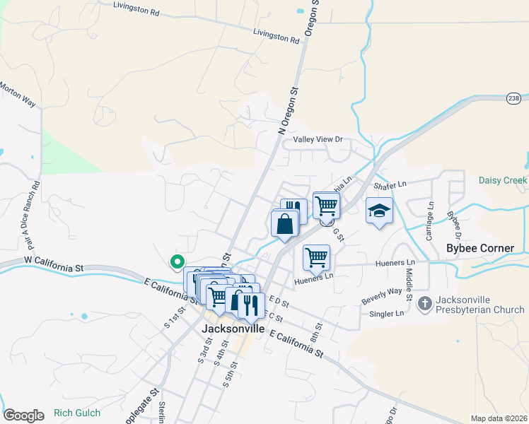 map of restaurants, bars, coffee shops, grocery stores, and more near 235 Jackson Creek Drive in Jacksonville