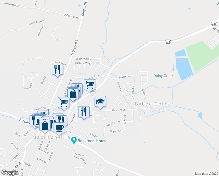 map of restaurants, bars, coffee shops, grocery stores, and more near 300 Shafer Lane in Jacksonville