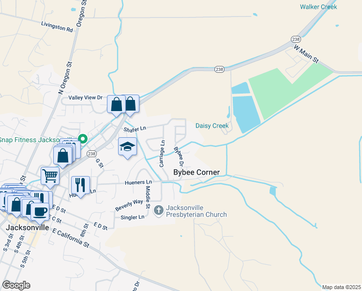 map of restaurants, bars, coffee shops, grocery stores, and more near 845 Bybee Drive in Jacksonville