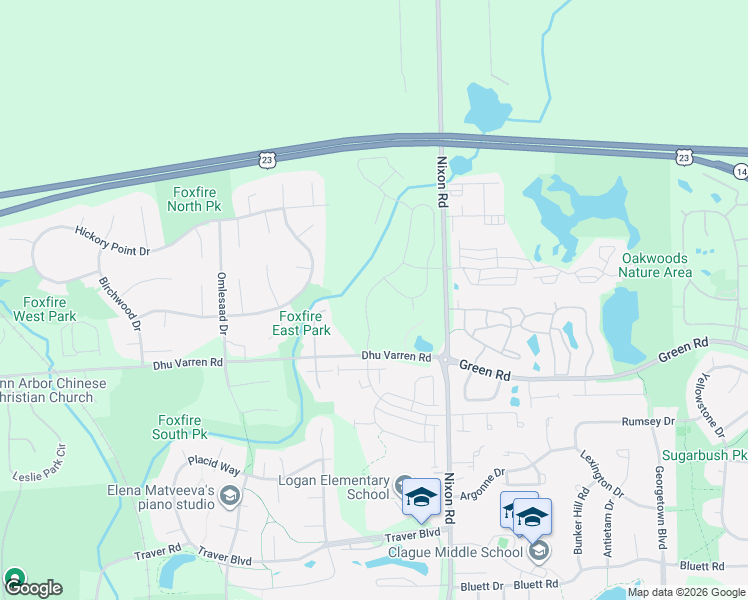 map of restaurants, bars, coffee shops, grocery stores, and more near 3201 Brackley Drive in Ann Arbor