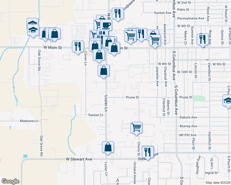 map of restaurants, bars, coffee shops, grocery stores, and more near 317 Lozier Lane in Medford