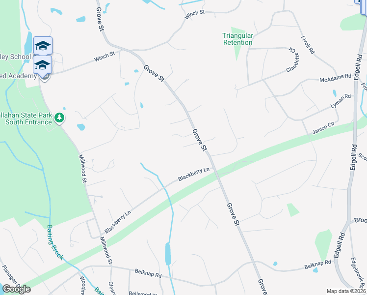 map of restaurants, bars, coffee shops, grocery stores, and more near 620 Grove Street in Framingham