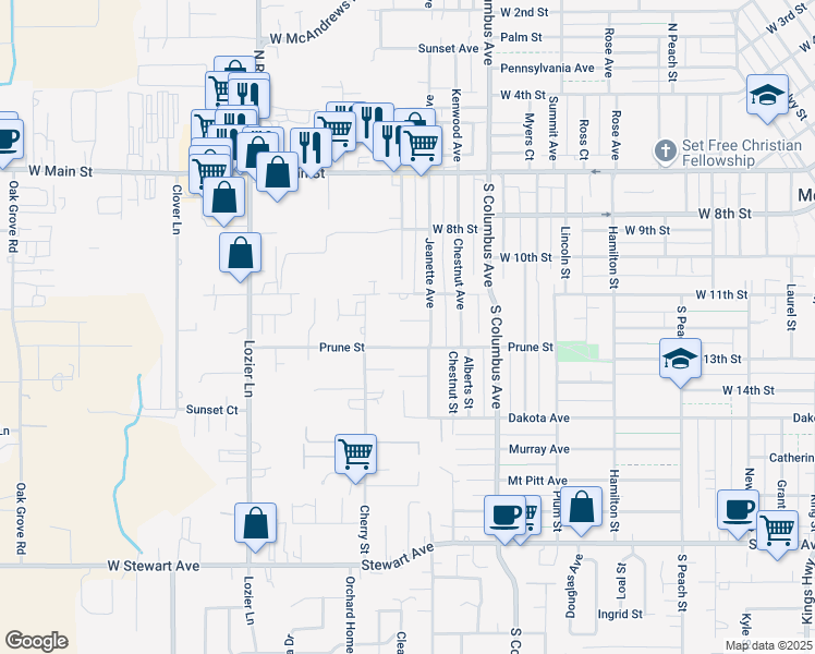 map of restaurants, bars, coffee shops, grocery stores, and more near 1731 Farr Street in Medford