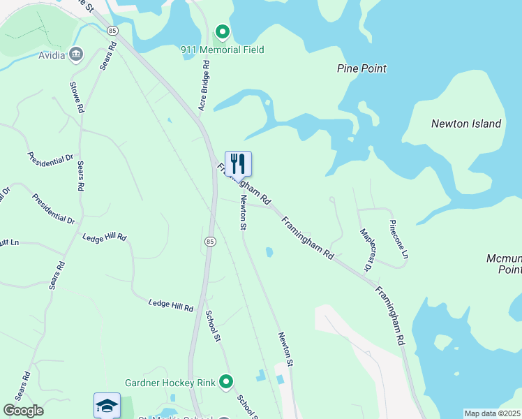 map of restaurants, bars, coffee shops, grocery stores, and more near 4 Cross Street in Southborough