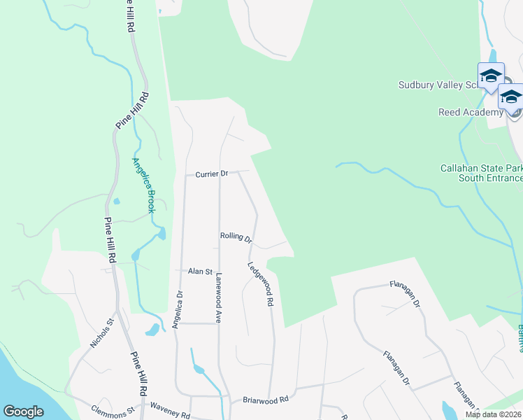 map of restaurants, bars, coffee shops, grocery stores, and more near 55 Ledgewood Road in Framingham