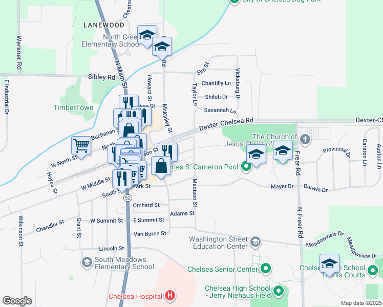 map of restaurants, bars, coffee shops, grocery stores, and more near 320 East Middle Street in Chelsea
