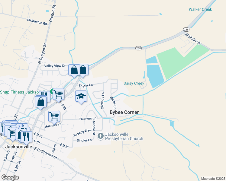 map of restaurants, bars, coffee shops, grocery stores, and more near 845 Bybee Drive in Jacksonville