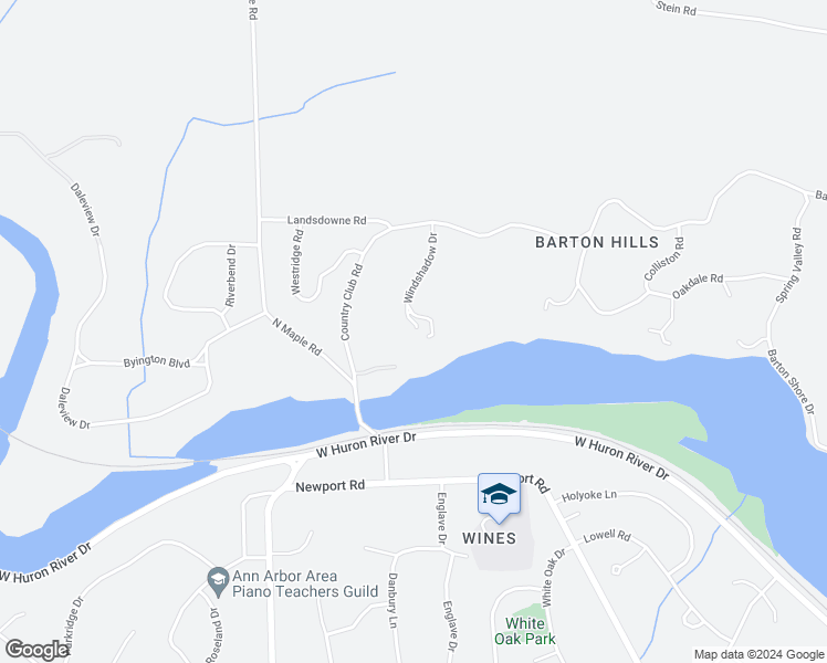 map of restaurants, bars, coffee shops, grocery stores, and more near 3305 Windshadow Drive in Ann Arbor