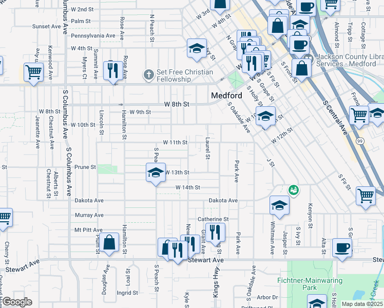map of restaurants, bars, coffee shops, grocery stores, and more near 317 Newtown Street in Medford
