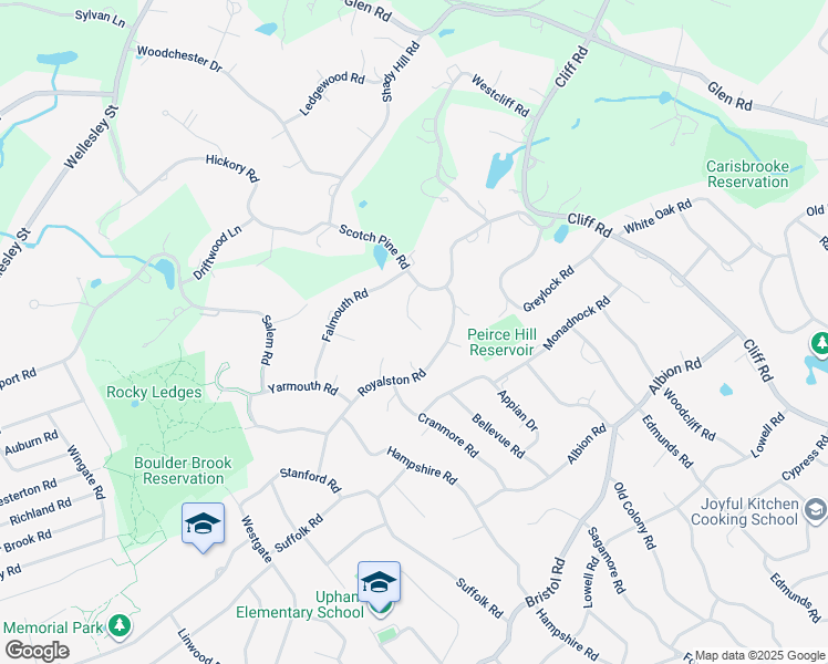 map of restaurants, bars, coffee shops, grocery stores, and more near 14 Scotch Pine Circle in Wellesley
