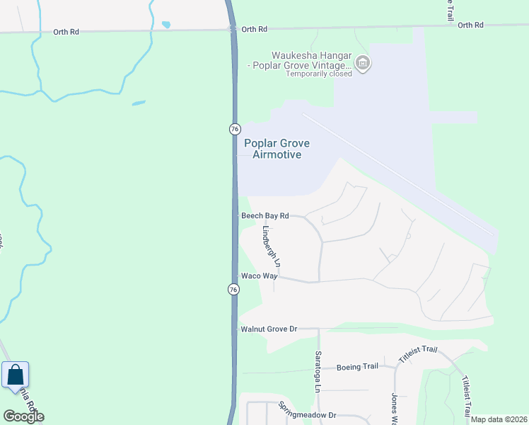 map of restaurants, bars, coffee shops, grocery stores, and more near 1017 Beech Bay Road in Poplar Grove