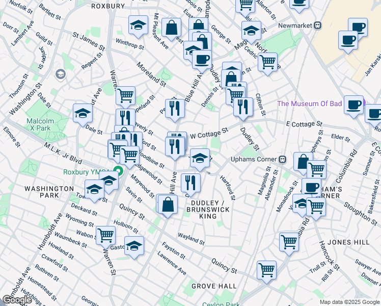 map of restaurants, bars, coffee shops, grocery stores, and more near 36 Julian Street in Boston