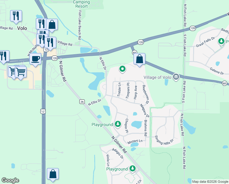 map of restaurants, bars, coffee shops, grocery stores, and more near 615 Richard Brown Boulevard in Volo