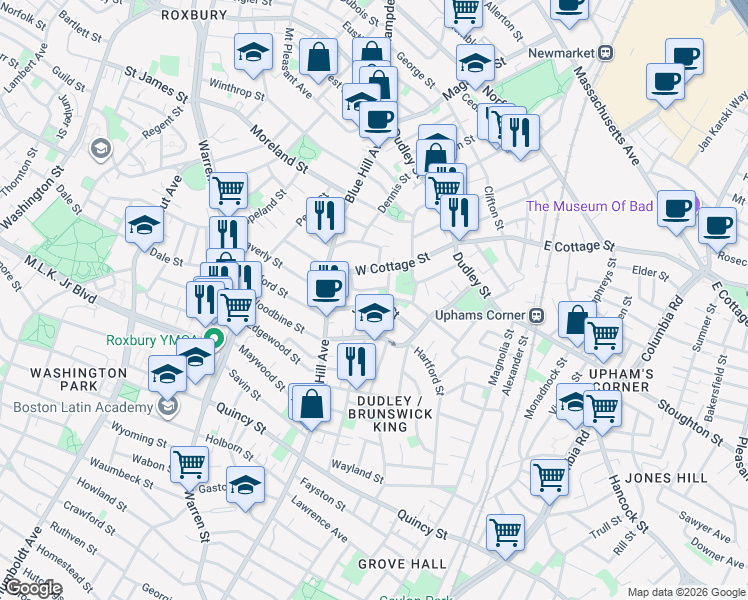 map of restaurants, bars, coffee shops, grocery stores, and more near 36 Julian Street in Boston