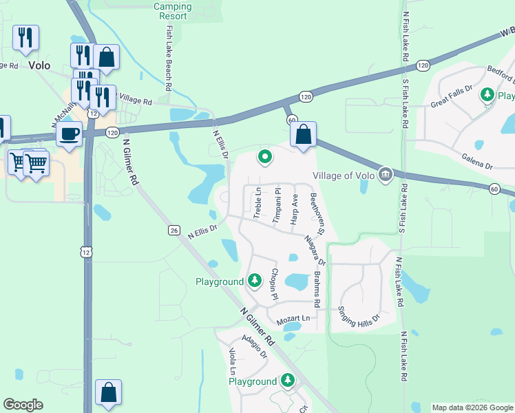 map of restaurants, bars, coffee shops, grocery stores, and more near 615 Richard Brown Boulevard in Volo