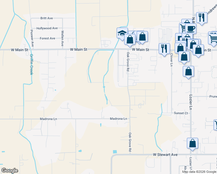 map of restaurants, bars, coffee shops, grocery stores, and more near 408 Oak Grove Road in Medford