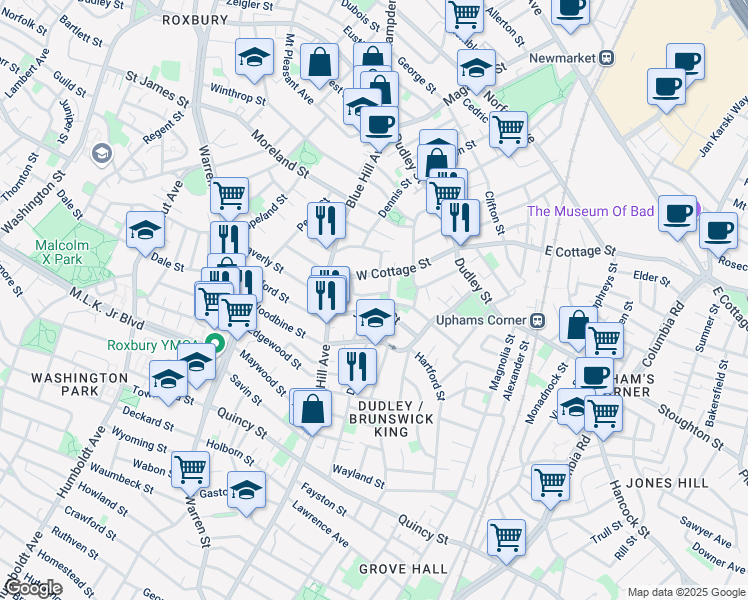 map of restaurants, bars, coffee shops, grocery stores, and more near 36 Julian Street in Boston
