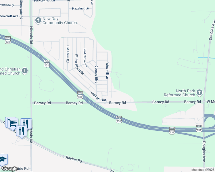 map of restaurants, bars, coffee shops, grocery stores, and more near 2208 Hayloft Lane in Kalamazoo