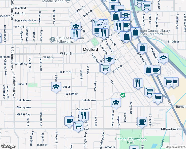 map of restaurants, bars, coffee shops, grocery stores, and more near 315 King Street in Medford