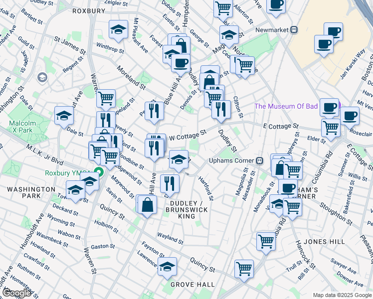 map of restaurants, bars, coffee shops, grocery stores, and more near 26 Dean Street in Boston