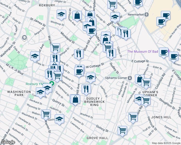 map of restaurants, bars, coffee shops, grocery stores, and more near 36 Julian Street in Boston
