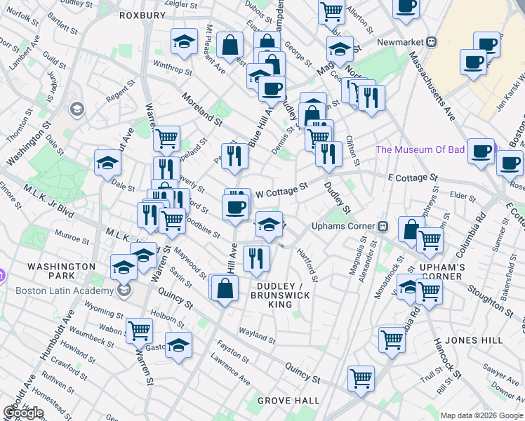 map of restaurants, bars, coffee shops, grocery stores, and more near 36 Julian Street in Boston