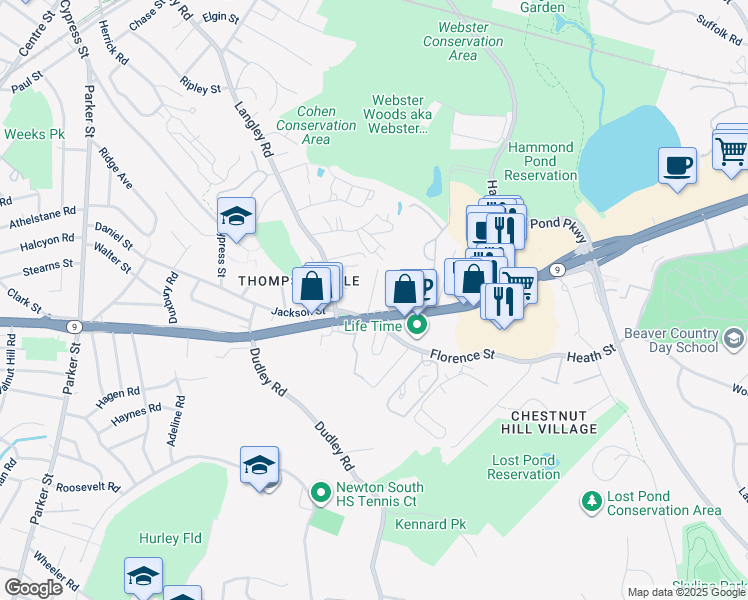 map of restaurants, bars, coffee shops, grocery stores, and more near in Newton