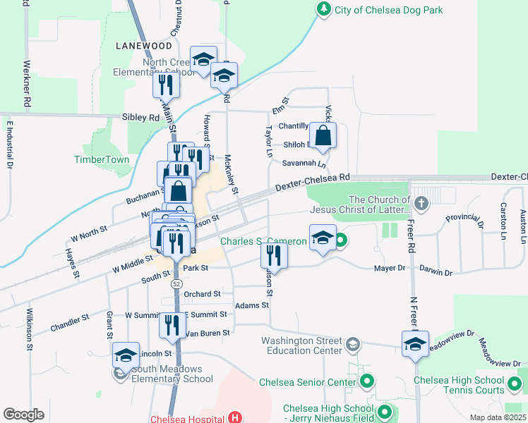 map of restaurants, bars, coffee shops, grocery stores, and more near 320 East Middle Street in Chelsea