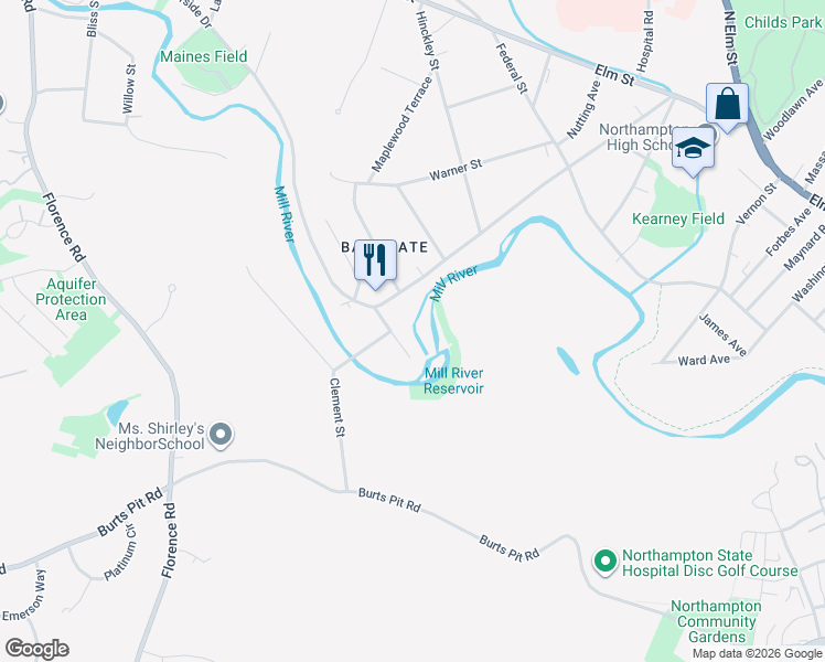 map of restaurants, bars, coffee shops, grocery stores, and more near 20 Ladd Avenue in Northampton