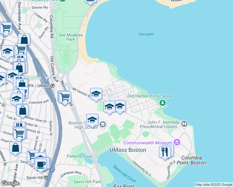 map of restaurants, bars, coffee shops, grocery stores, and more near North Point Dr & Island View Pl in Boston