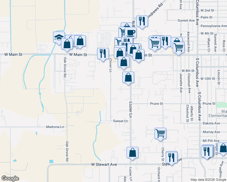 map of restaurants, bars, coffee shops, grocery stores, and more near 290 Clover Lane in Medford