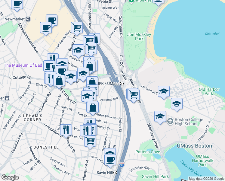 map of restaurants, bars, coffee shops, grocery stores, and more near 19 Carson Street in Boston