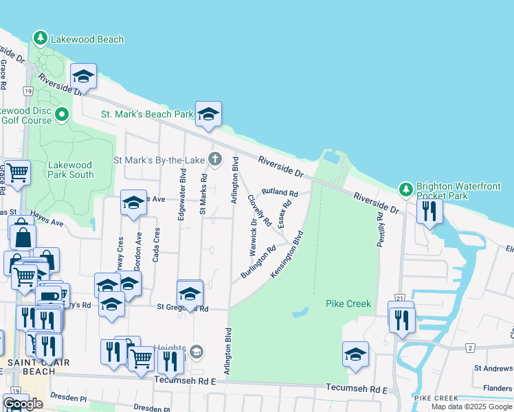 map of restaurants, bars, coffee shops, grocery stores, and more near 224 Clovelly Road in Windsor