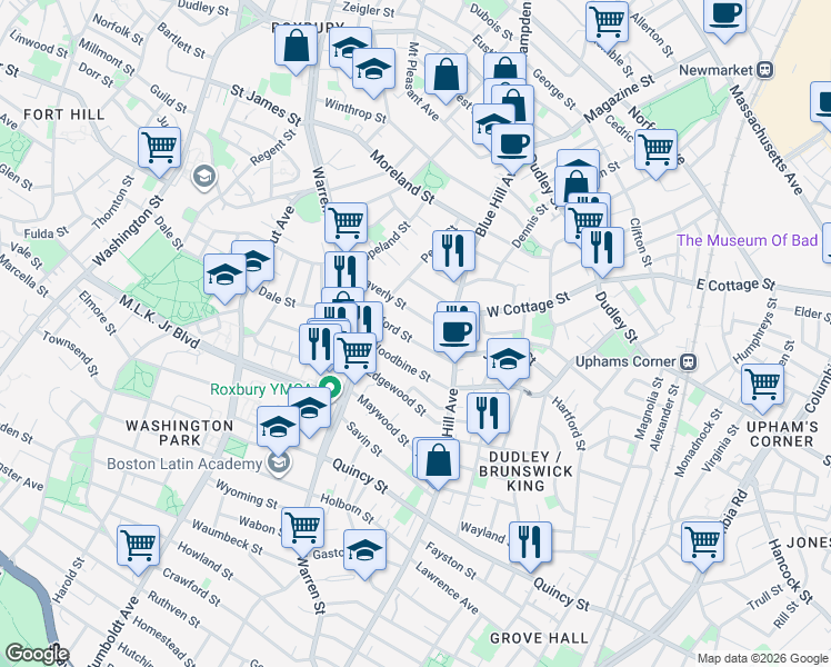 map of restaurants, bars, coffee shops, grocery stores, and more near 56A Clifford Street in Boston
