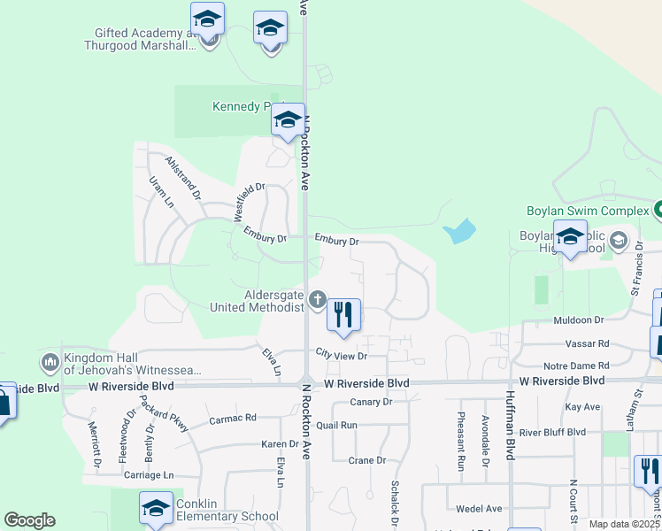 map of restaurants, bars, coffee shops, grocery stores, and more near 4141 North Rockton Avenue in Rockford