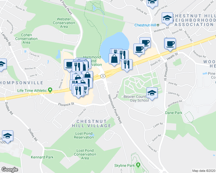 map of restaurants, bars, coffee shops, grocery stores, and more near in 