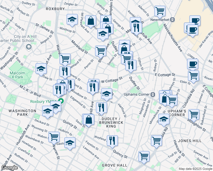 map of restaurants, bars, coffee shops, grocery stores, and more near 36 Julian Street in Boston