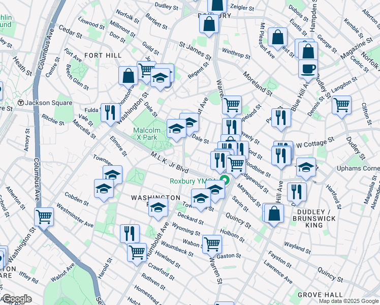 map of restaurants, bars, coffee shops, grocery stores, and more near 35/49 Charlame Street in Boston