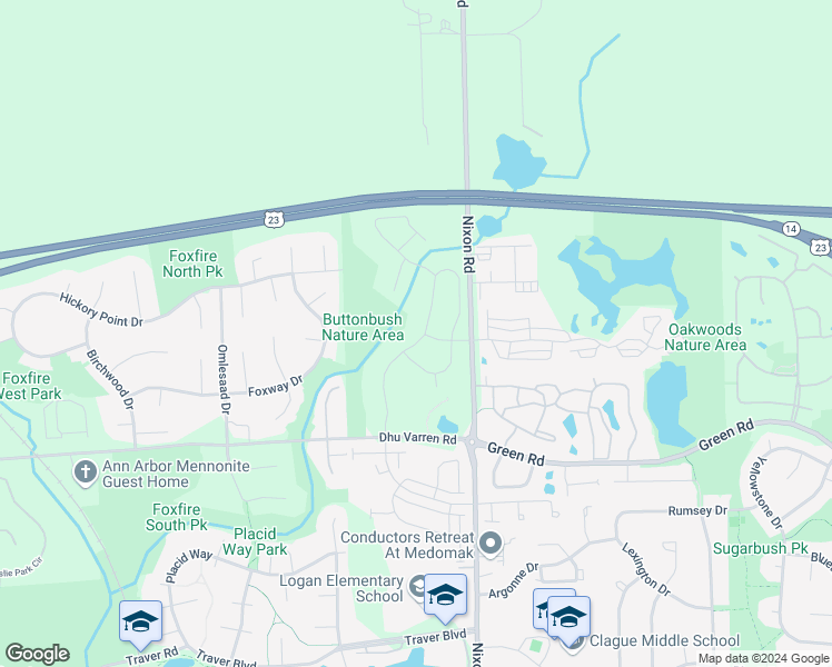 map of restaurants, bars, coffee shops, grocery stores, and more near 3201 Brackley Drive in Ann Arbor