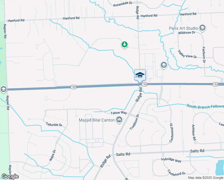 map of restaurants, bars, coffee shops, grocery stores, and more near 49825 Ford Road in Wayne County