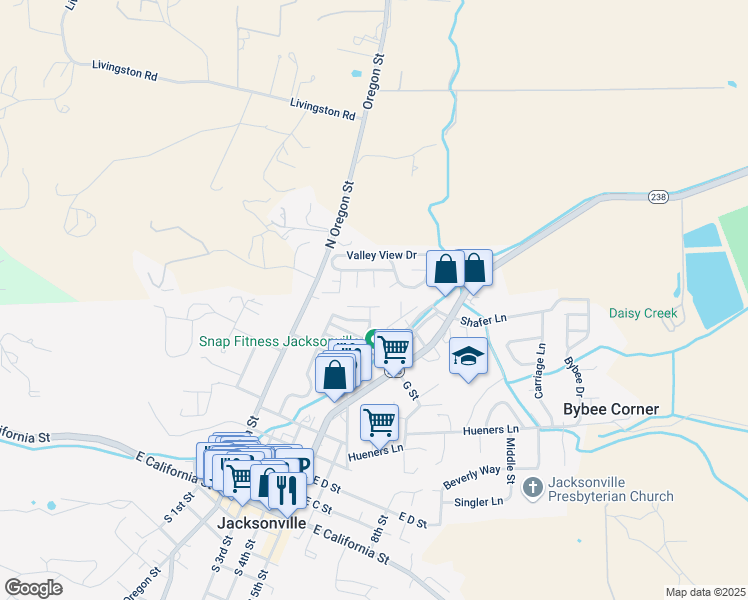 map of restaurants, bars, coffee shops, grocery stores, and more near 225 Cottage Street in Jacksonville