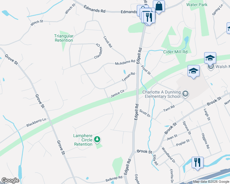 map of restaurants, bars, coffee shops, grocery stores, and more near 18 Lyman Road in Framingham